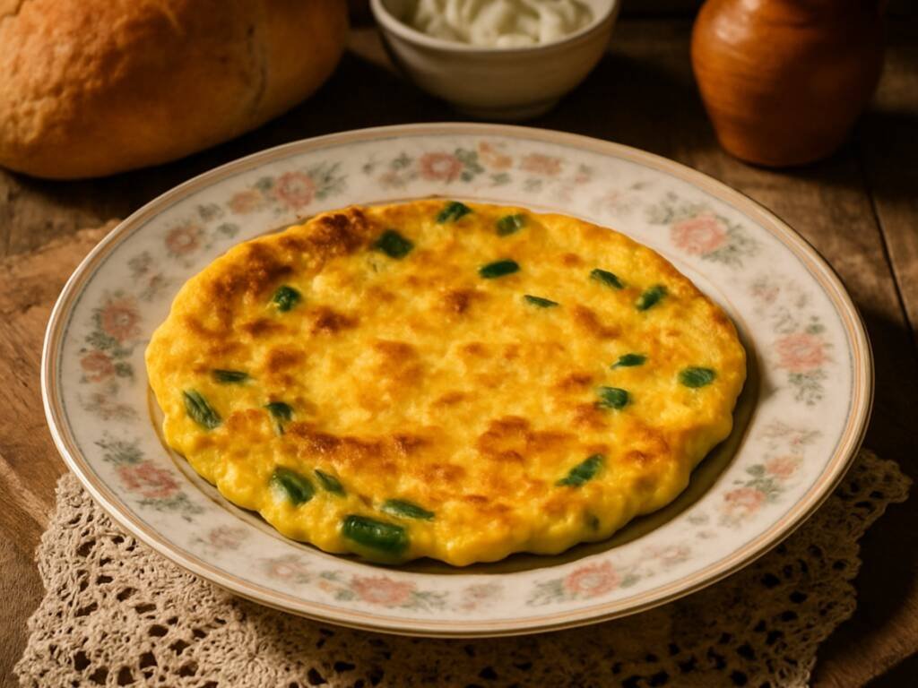 Omelette with fresh onions from Santorini