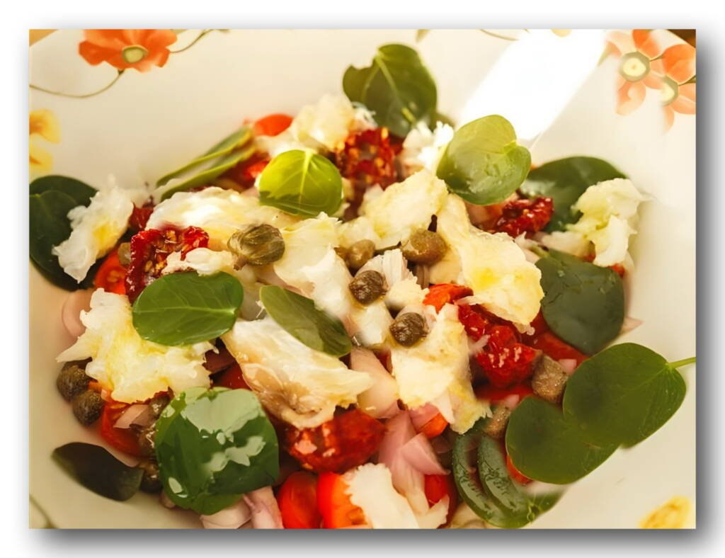 Salted Cod Fillet with Local Santorini VEGETABLES